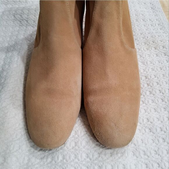 Stuart Weitzman Siggy Block Heel Peach Suede Booties Size 7,5 - Picture 5 of 11